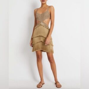 PatBO metallic fringe mini dress